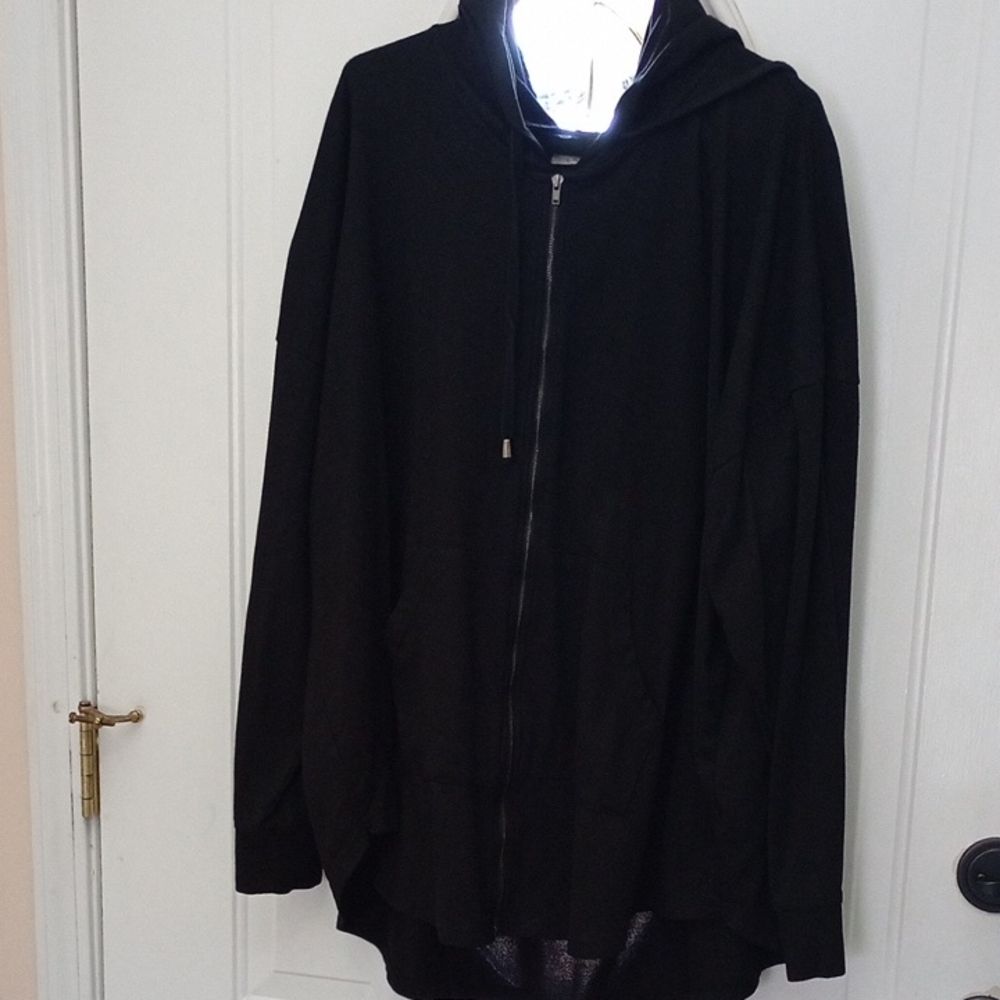 Maurices Women's Plus 3x Black Hooded Zip Up Sweatshirt